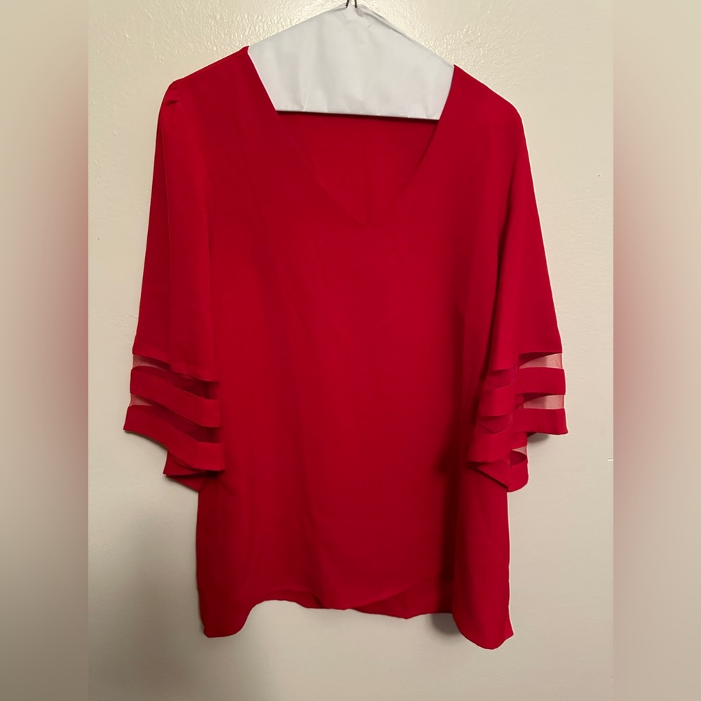 Red 3/4 Sleeve Blouse